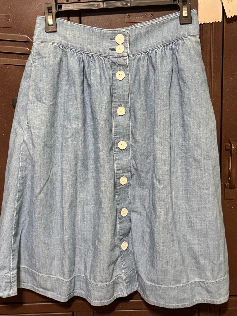 Talbots Soft Chambray Midi A-Line Skirt w/pockets!